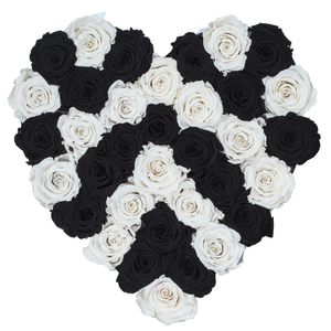 Black and White Preserved Roses | Heart White Huggy Rose Box